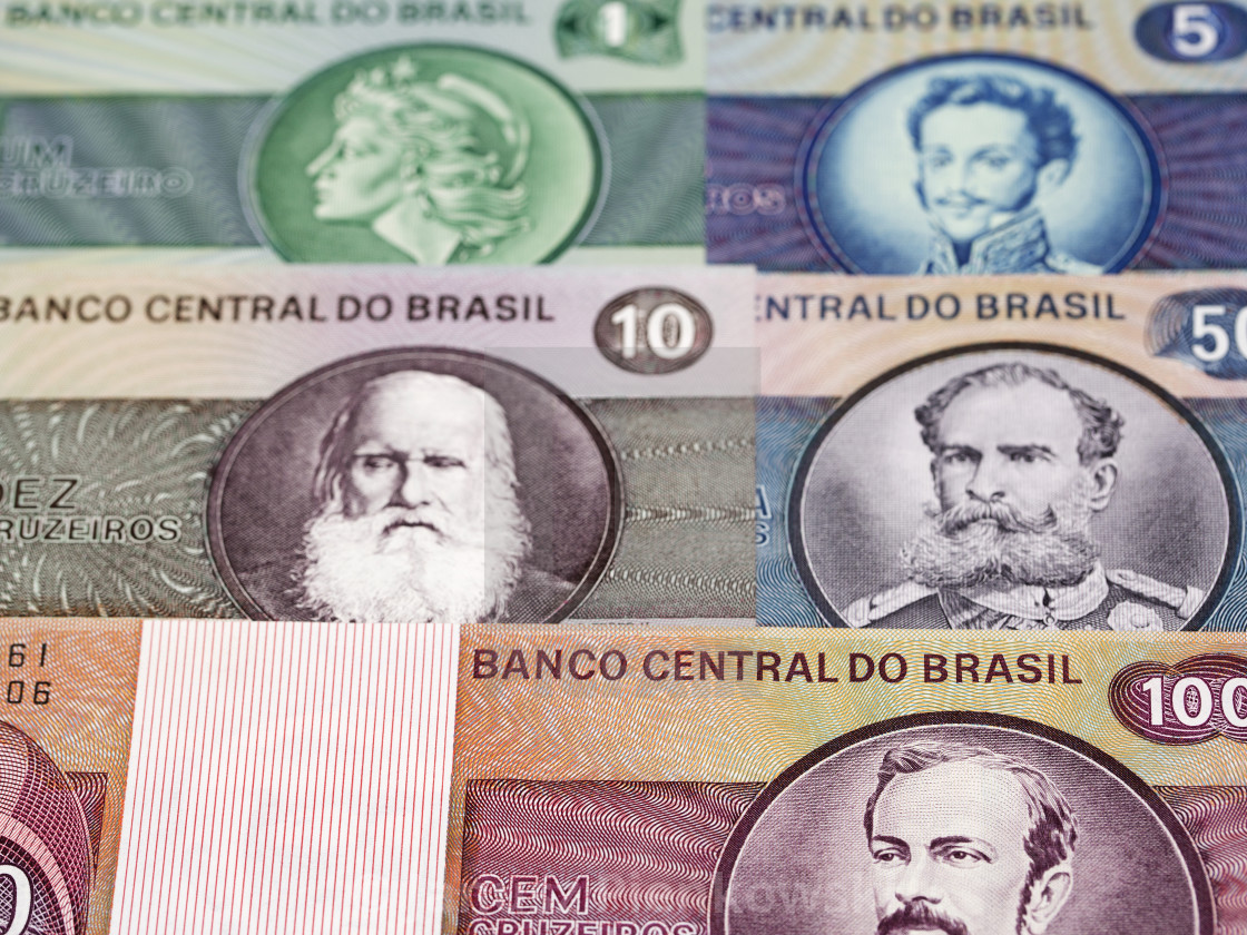 "Old Brazilian Cruzeiros a business background" stock image