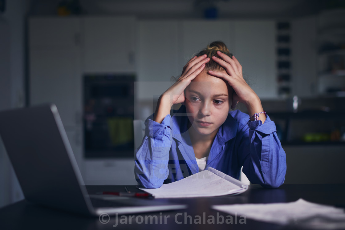 "Online school lesson at home" stock image