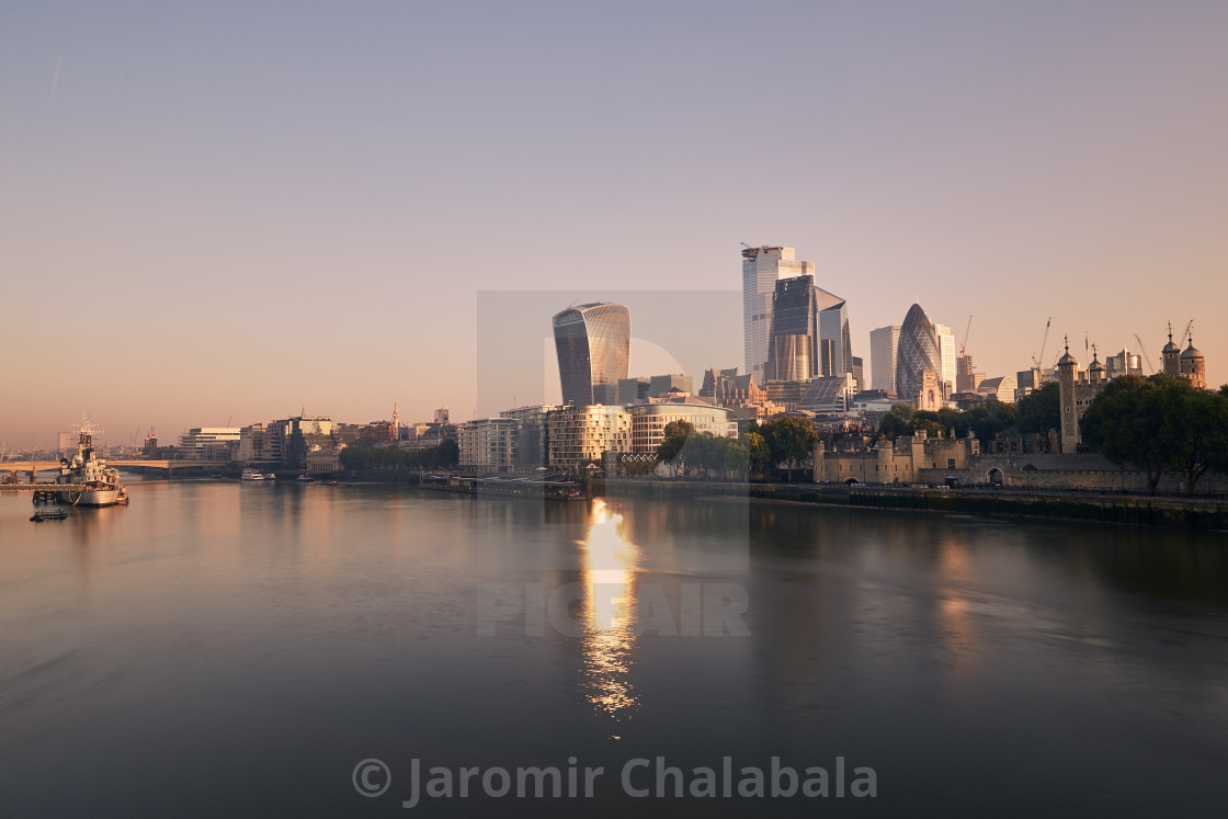 "Urban skyline of London at morning light" stock image