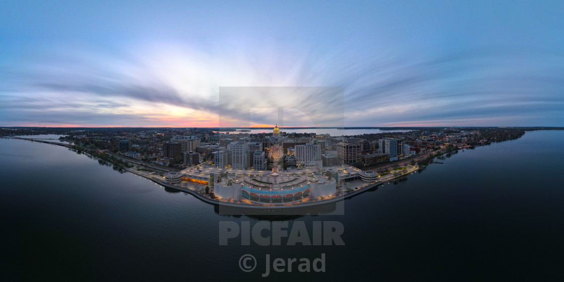 "Madison Isthmus Panorama" stock image