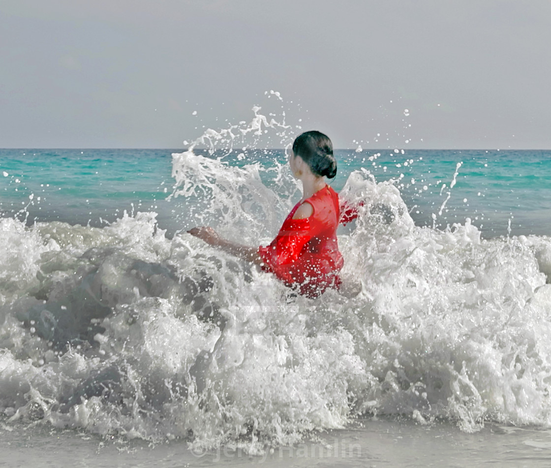 "Bather at Radhanagar Beach" stock image