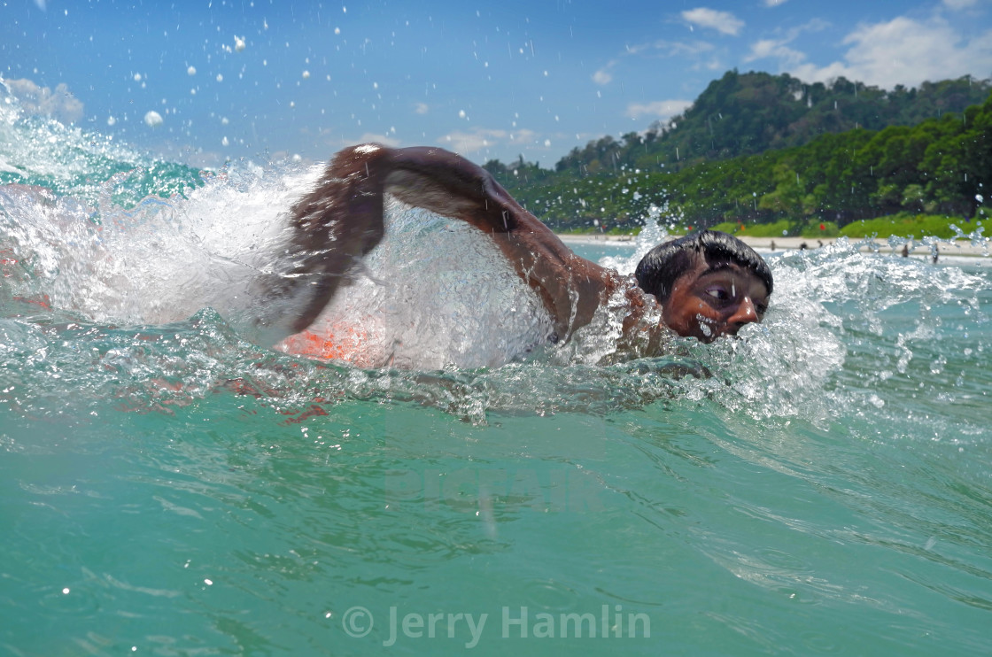 "Swimmer at Radhanagar Beach" stock image