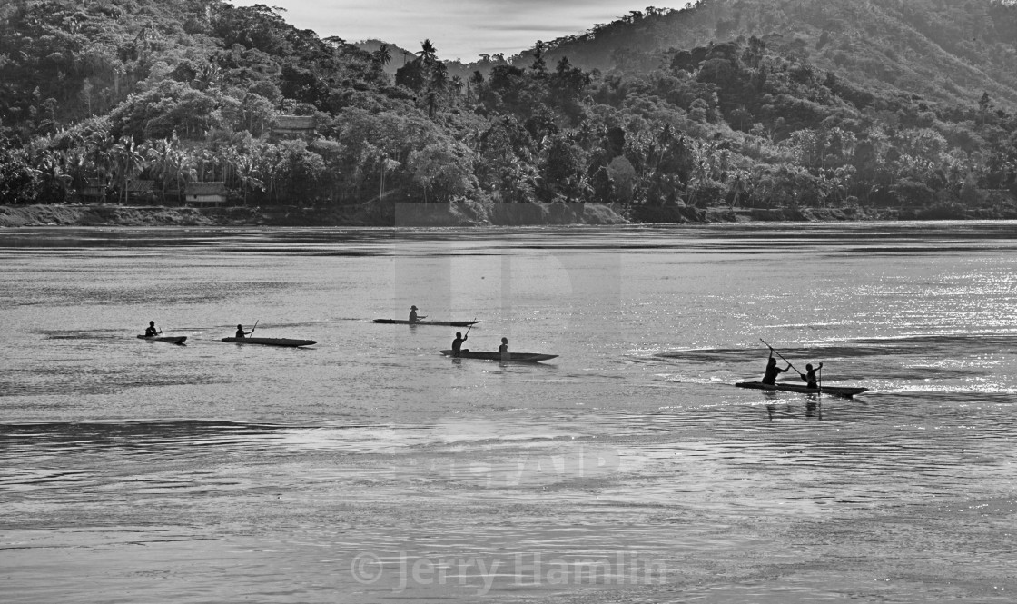 "Canoers on the Sepik" stock image