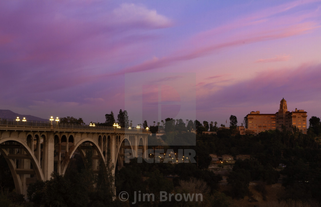 "Colorado street bridge at sunset" by Jim Brown - £15.00 "Colorado street bridge at sunset" stock image
