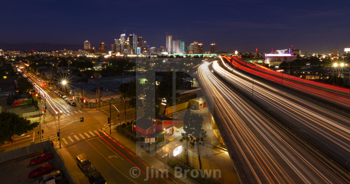 "Los Angeles at dusk" by Jim Brown - £15.00 "Los Angeles at dusk" stock image