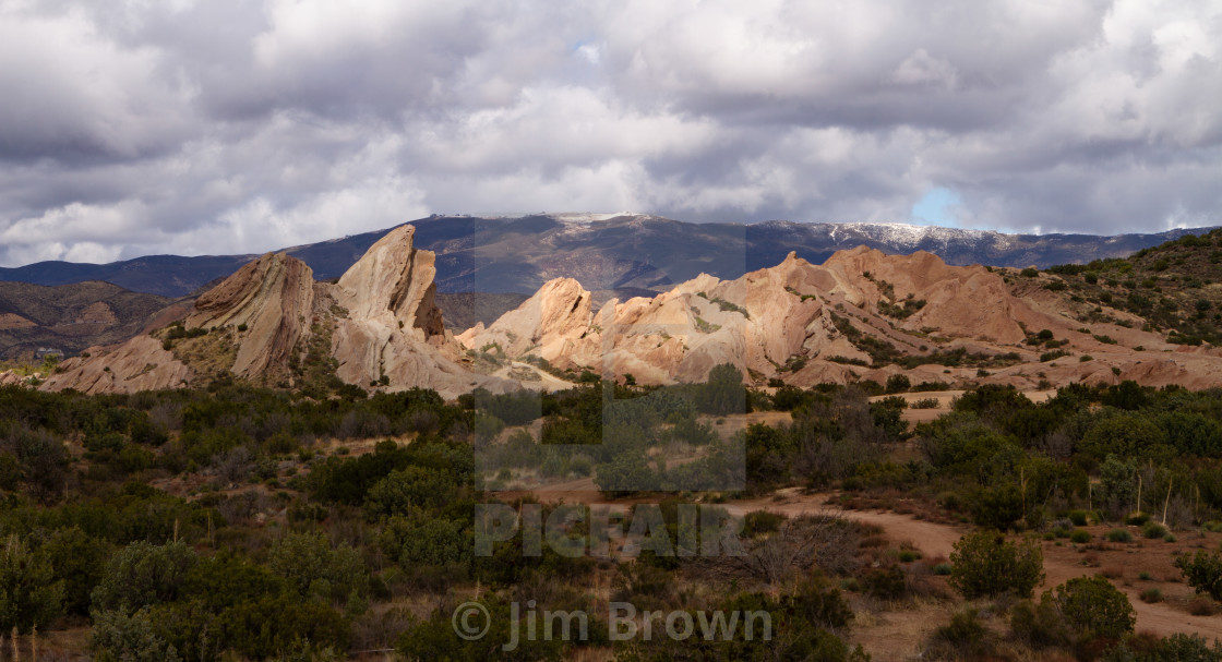 "San Andreas Fault mountains lit by sunlight" by Jim Brown - £10.00 "San Andreas Fault mountains lit by sunlight" stock image