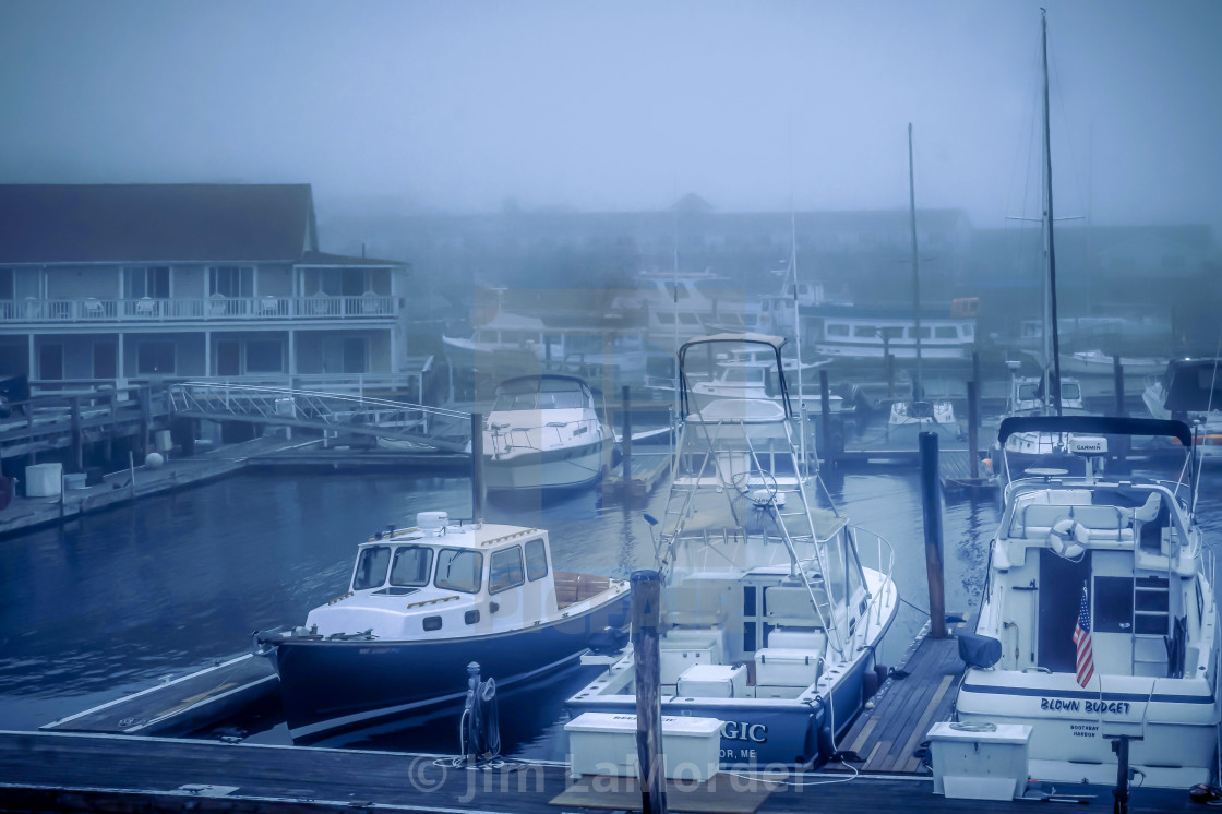 "Blue Foggy Docks" stock image