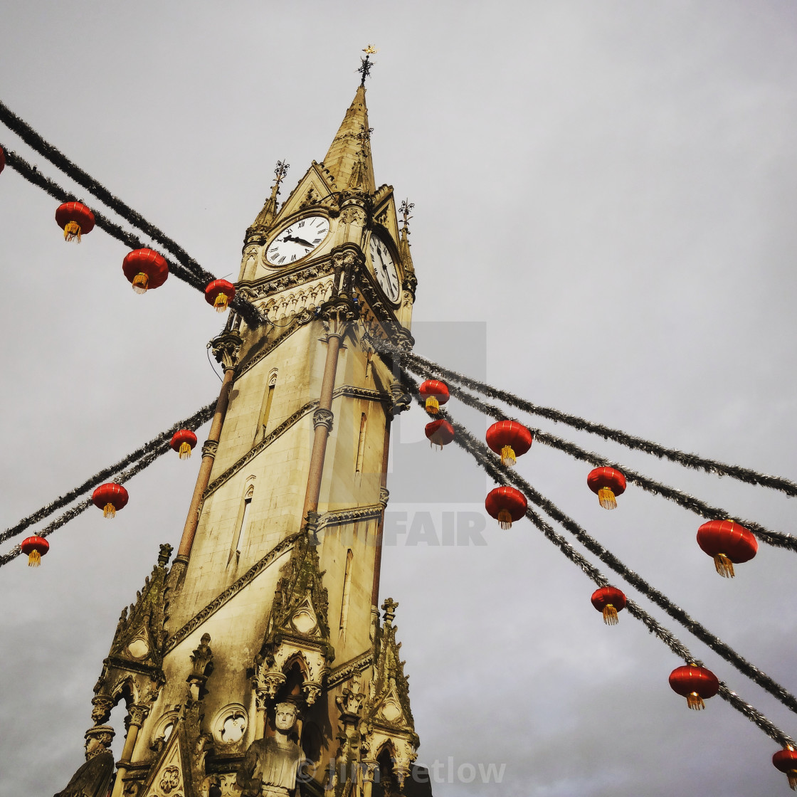 "Clock Tower at Chinese New Year" stock image