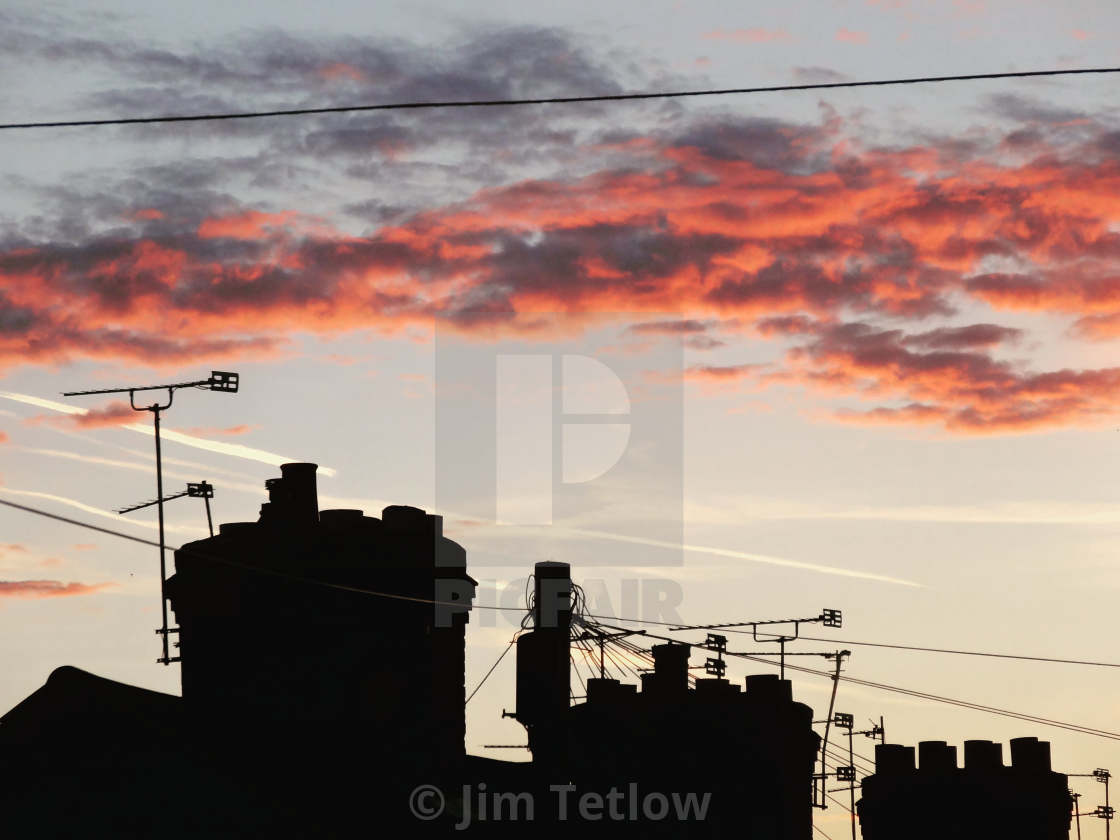 "Chimneys at Sunset" stock image