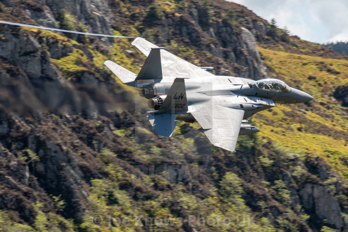 "F15 passing through LFA7 with Cad East in background" stock image