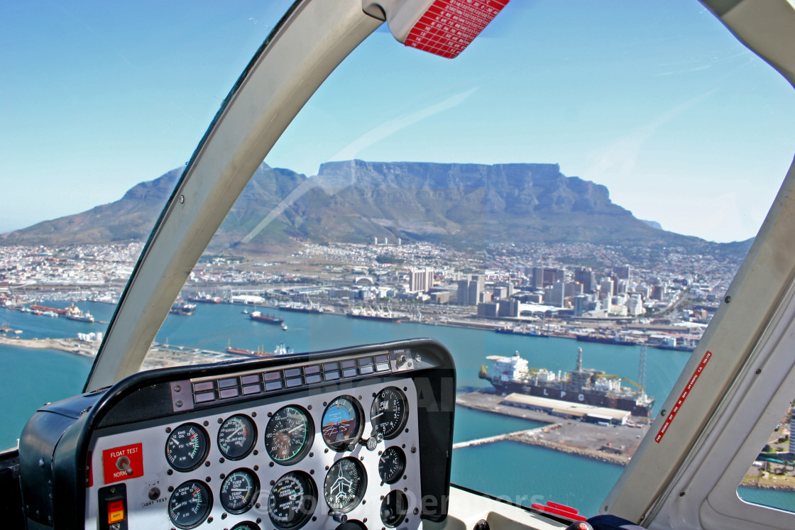 "Cape Town seen from helicopter" stock image