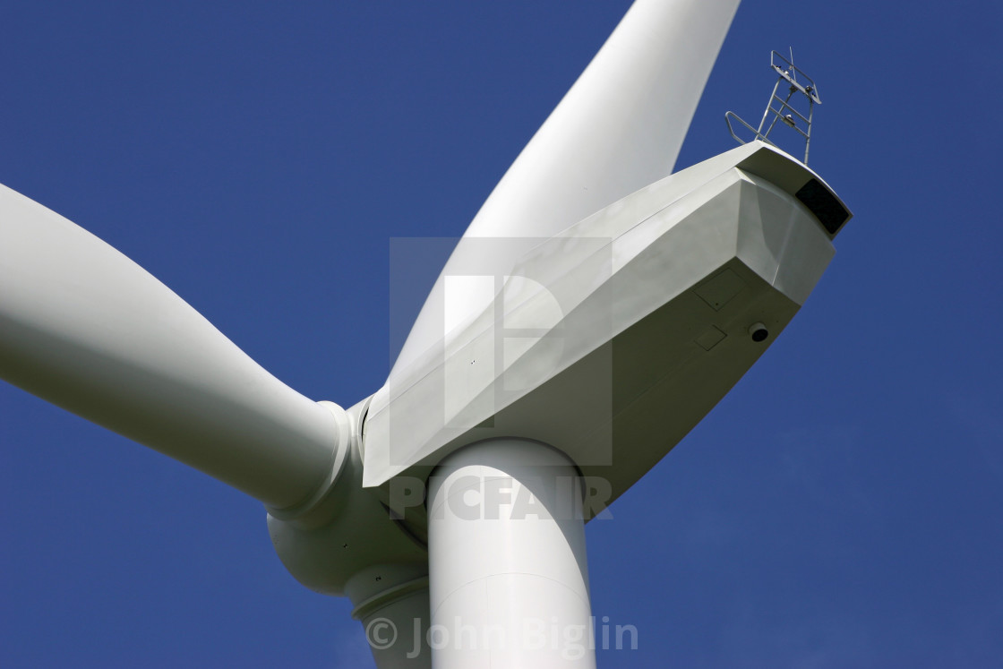 "Wind turbine with deep blue sky" stock image