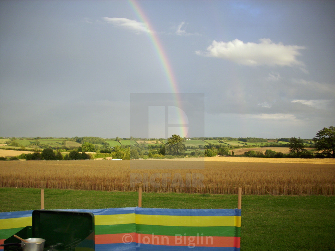 "Outdoor cooking with rainbow" stock image