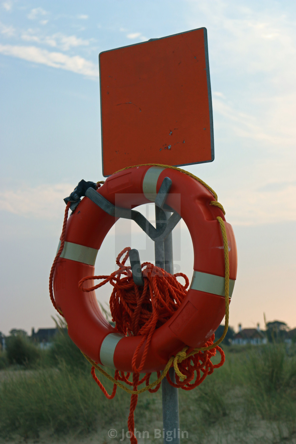 "Lifebelt on a beach" stock image