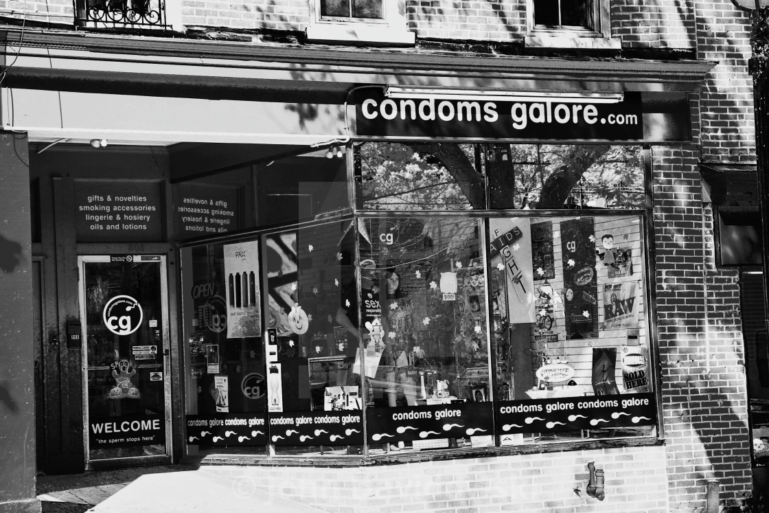 "Condoms Galore (bw)" stock image