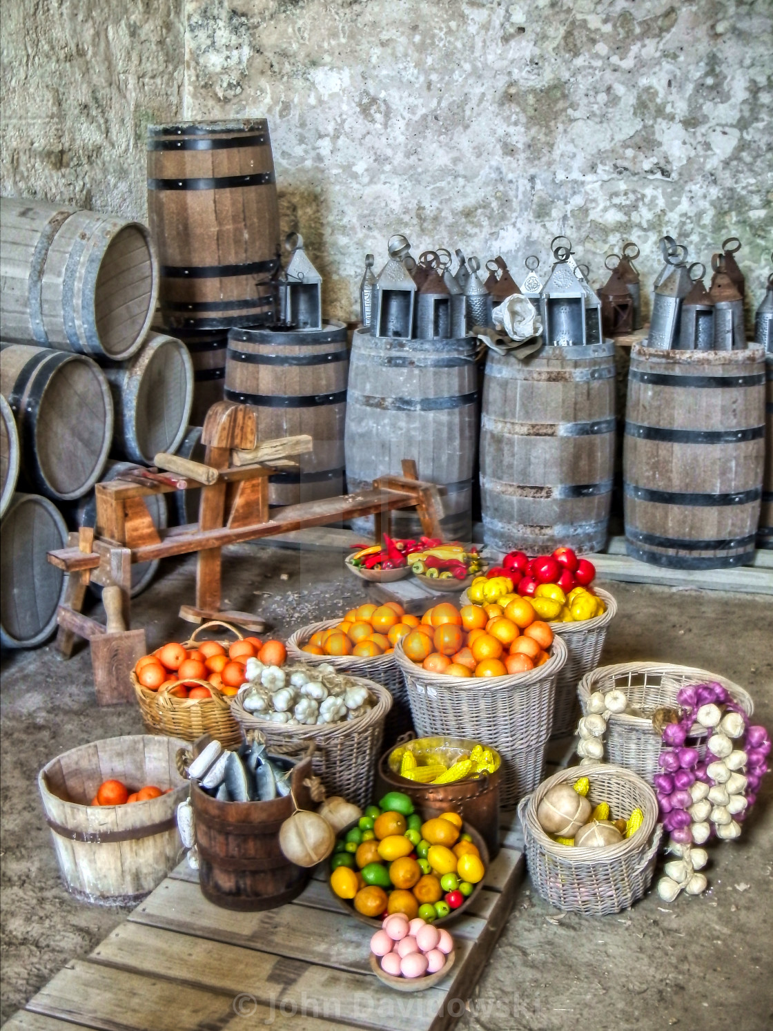 "Wine and fruit cellar" stock image