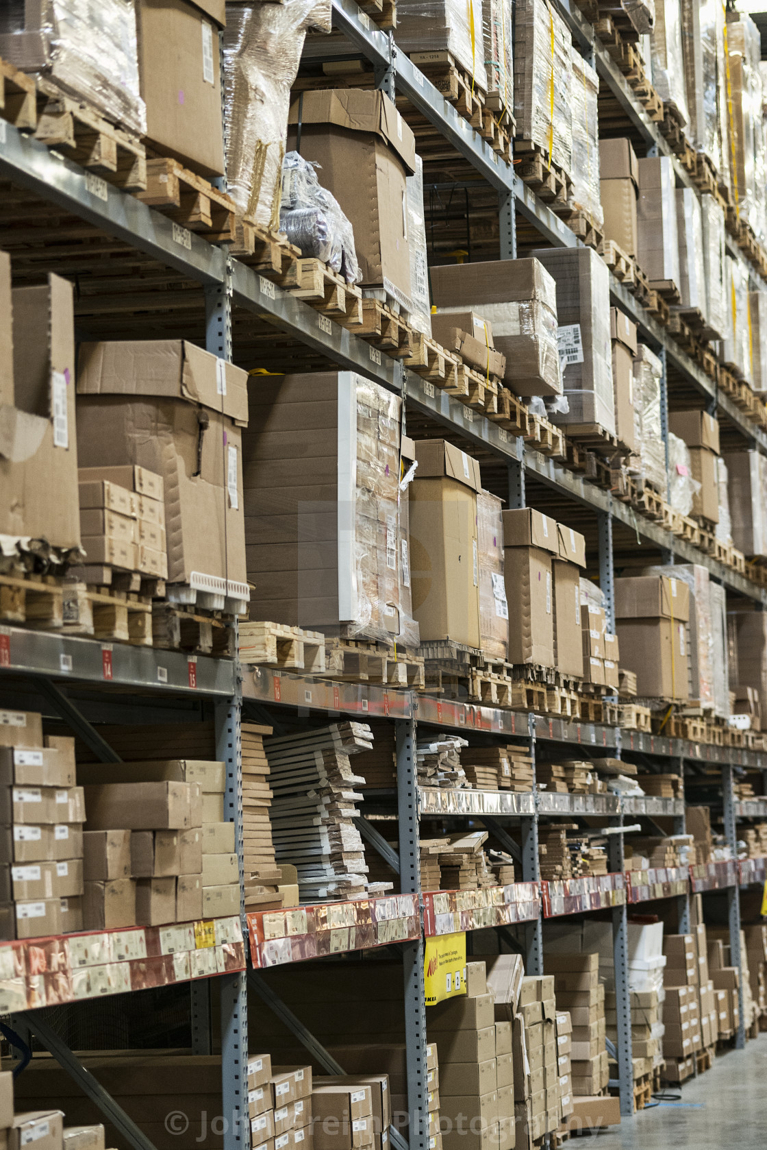 "Warehouse storage of retail merchandise." stock image