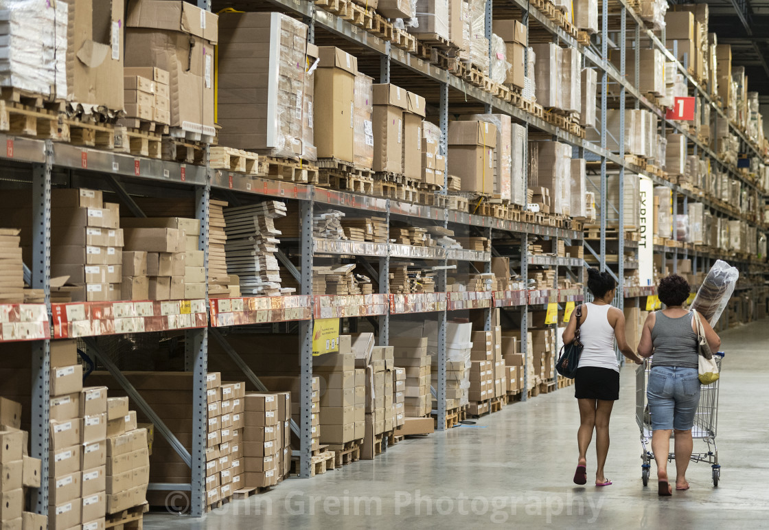 "Warehouse storage of retail merchandise." stock image