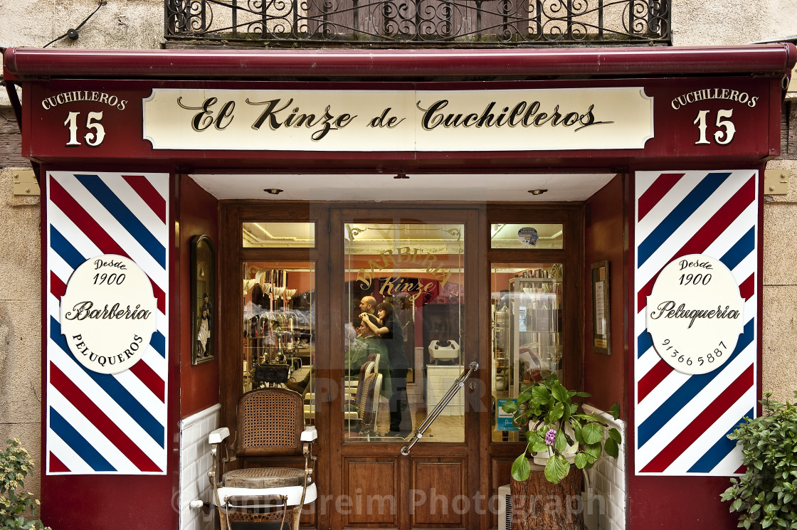 "Barber shop, Madrid, Spain" stock image