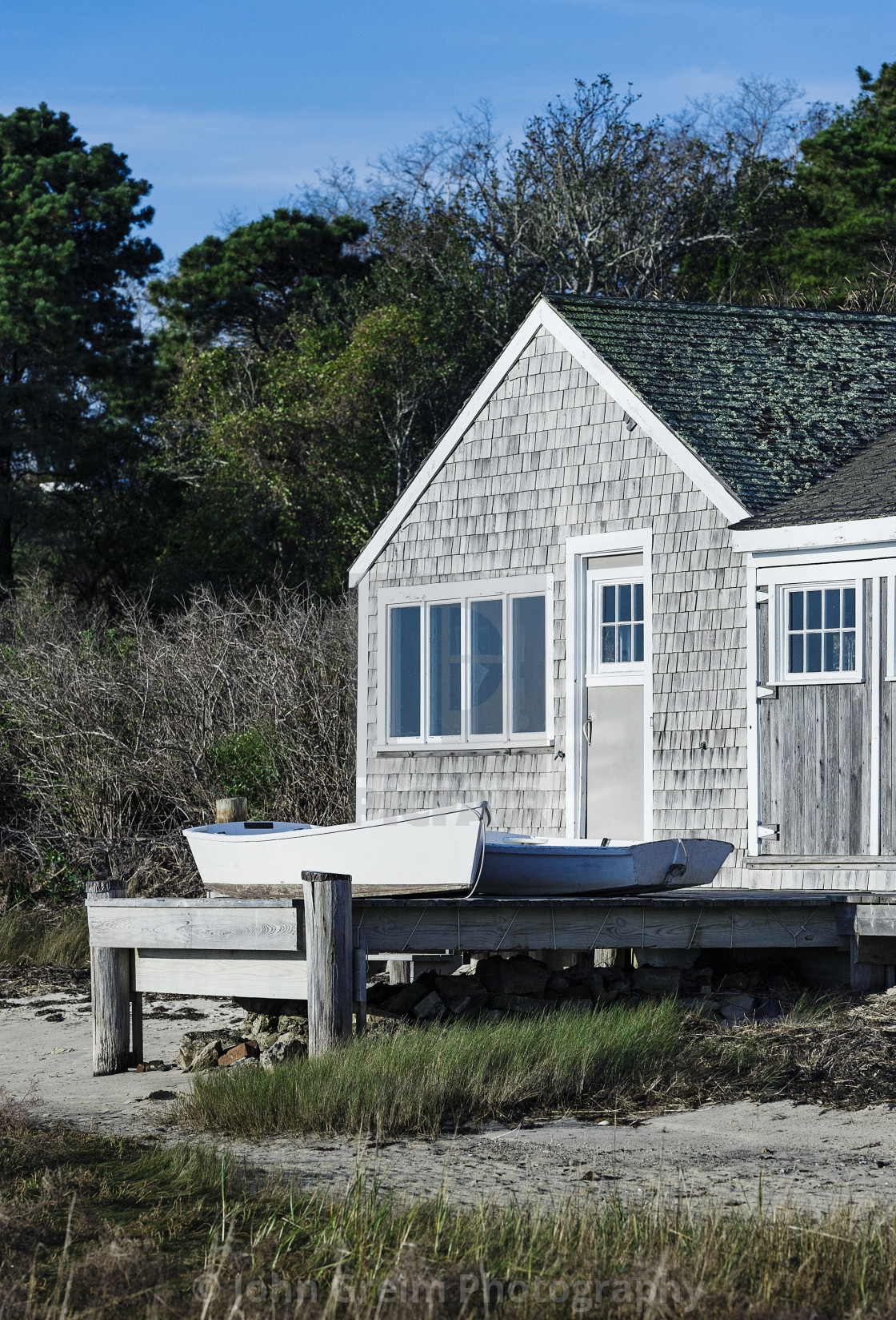 "Rustic coastal boat house on Cape Cod" stock image