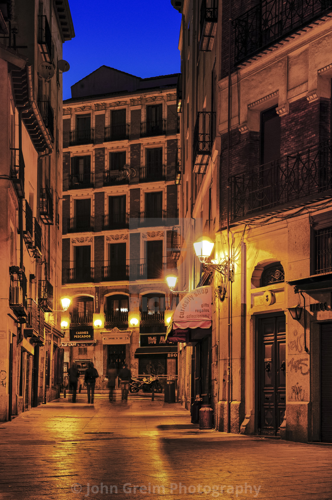 "Charming Old City Madrid at night, Spain" stock image