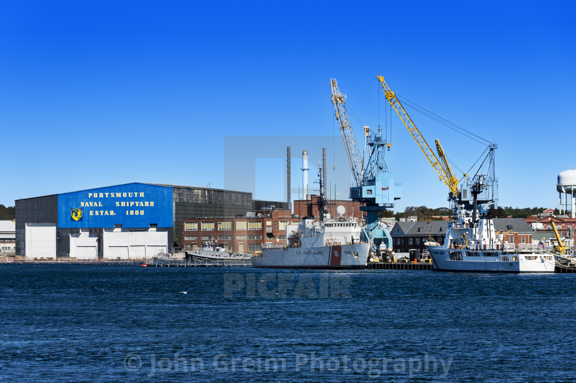 "US Naval Shipyard at Portsmouth, New Hampsahire" stock image