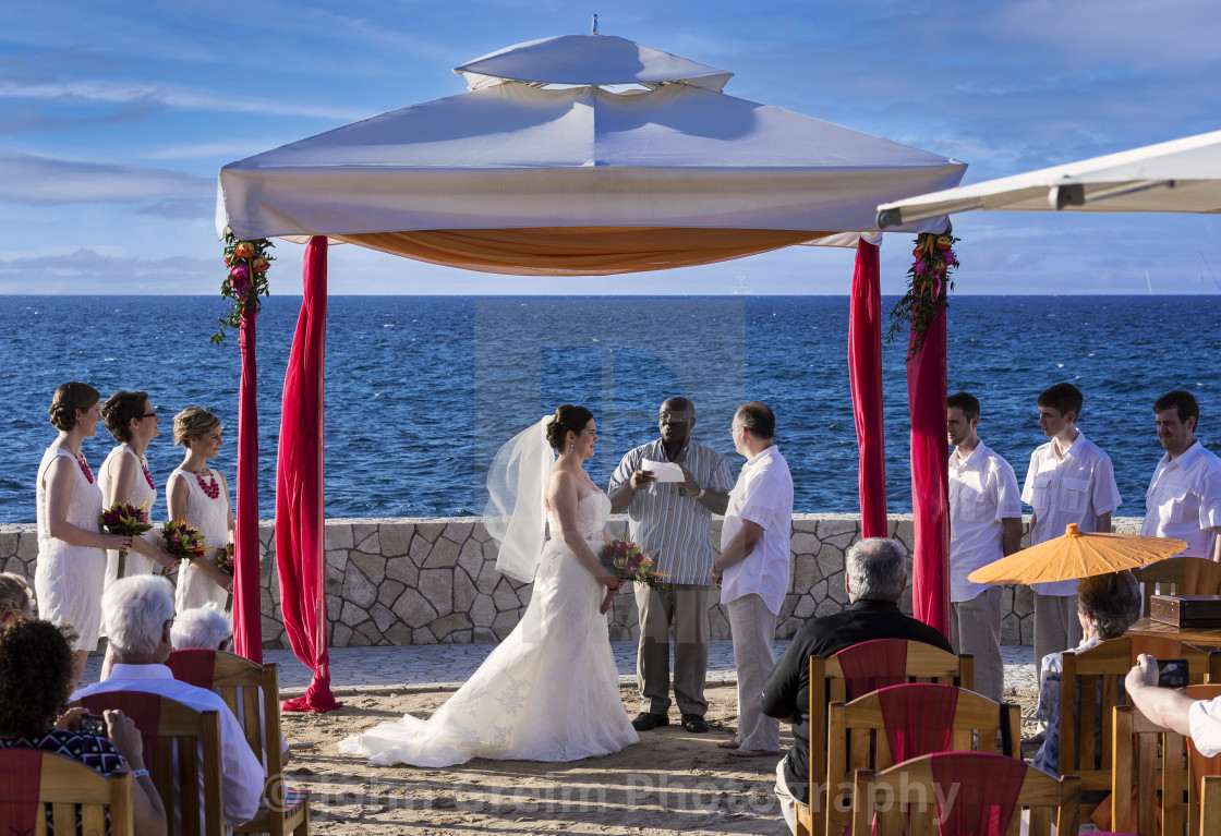 "Destinastion wedding waterfront ceremony, Jamaica" stock image