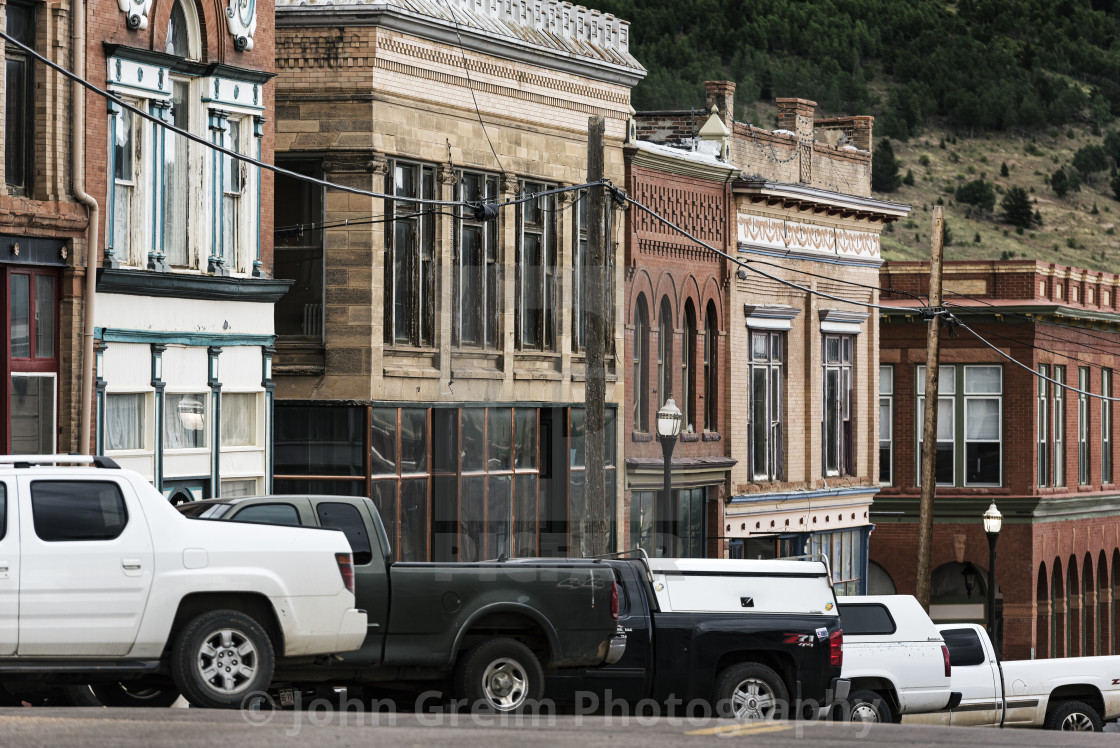 "Main Street businesses, Victor, Colorado" stock image