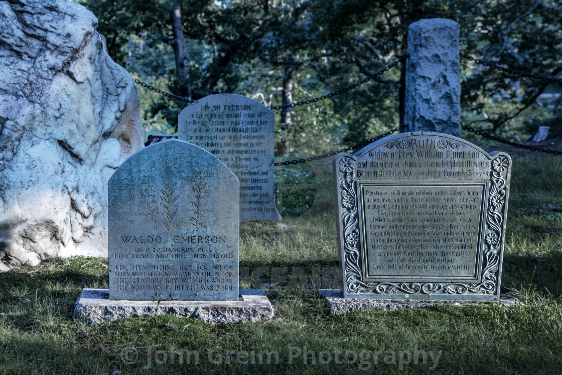 "Emerson family graves, Sleepy Hollow Cemetery" stock image