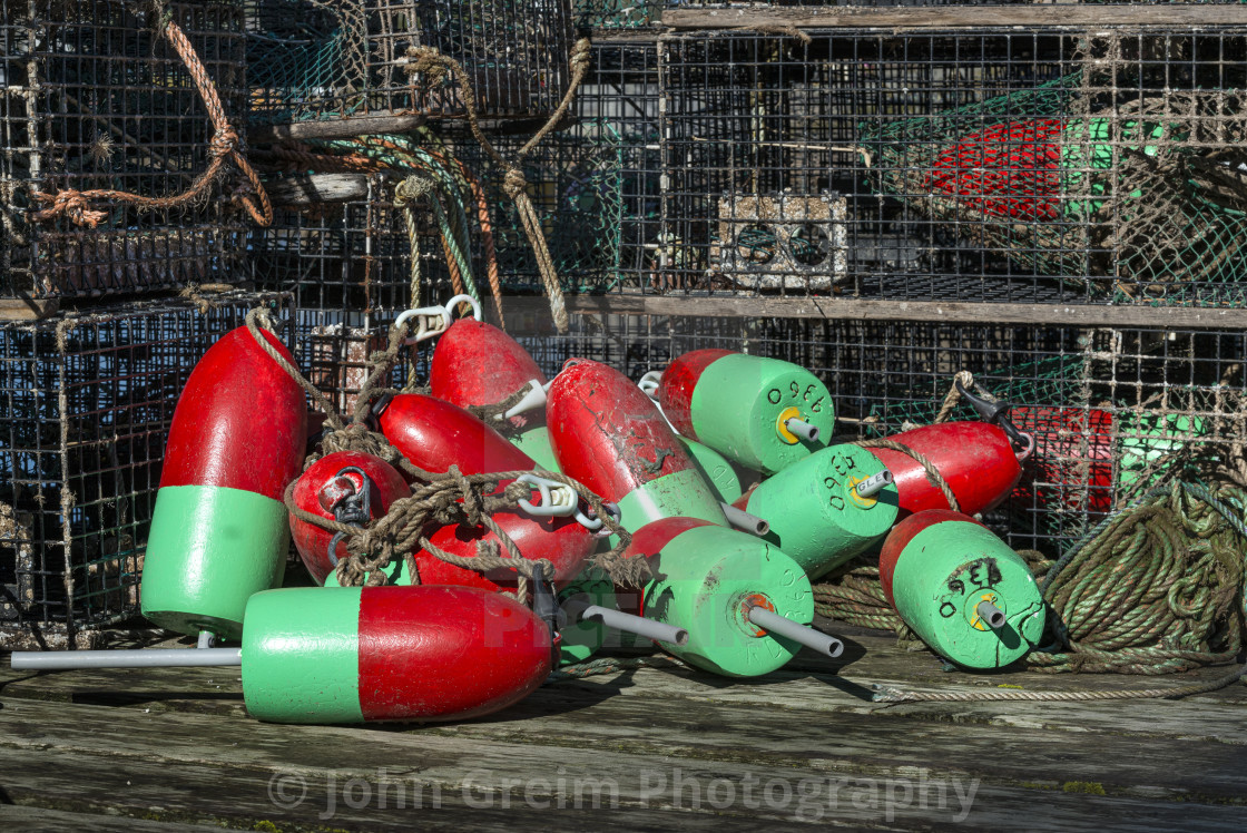 "Lobster buoys, Corea, Maine" stock image