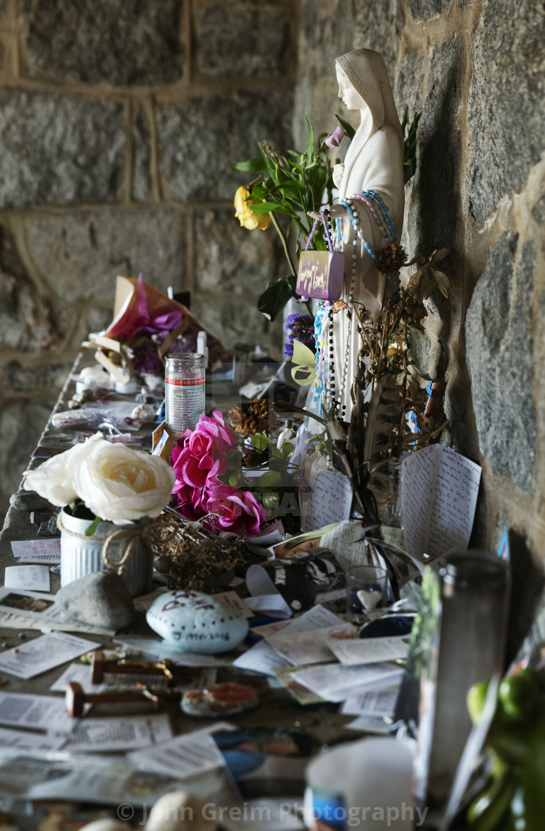 "Prayer intentions at a Marian shrine" stock image