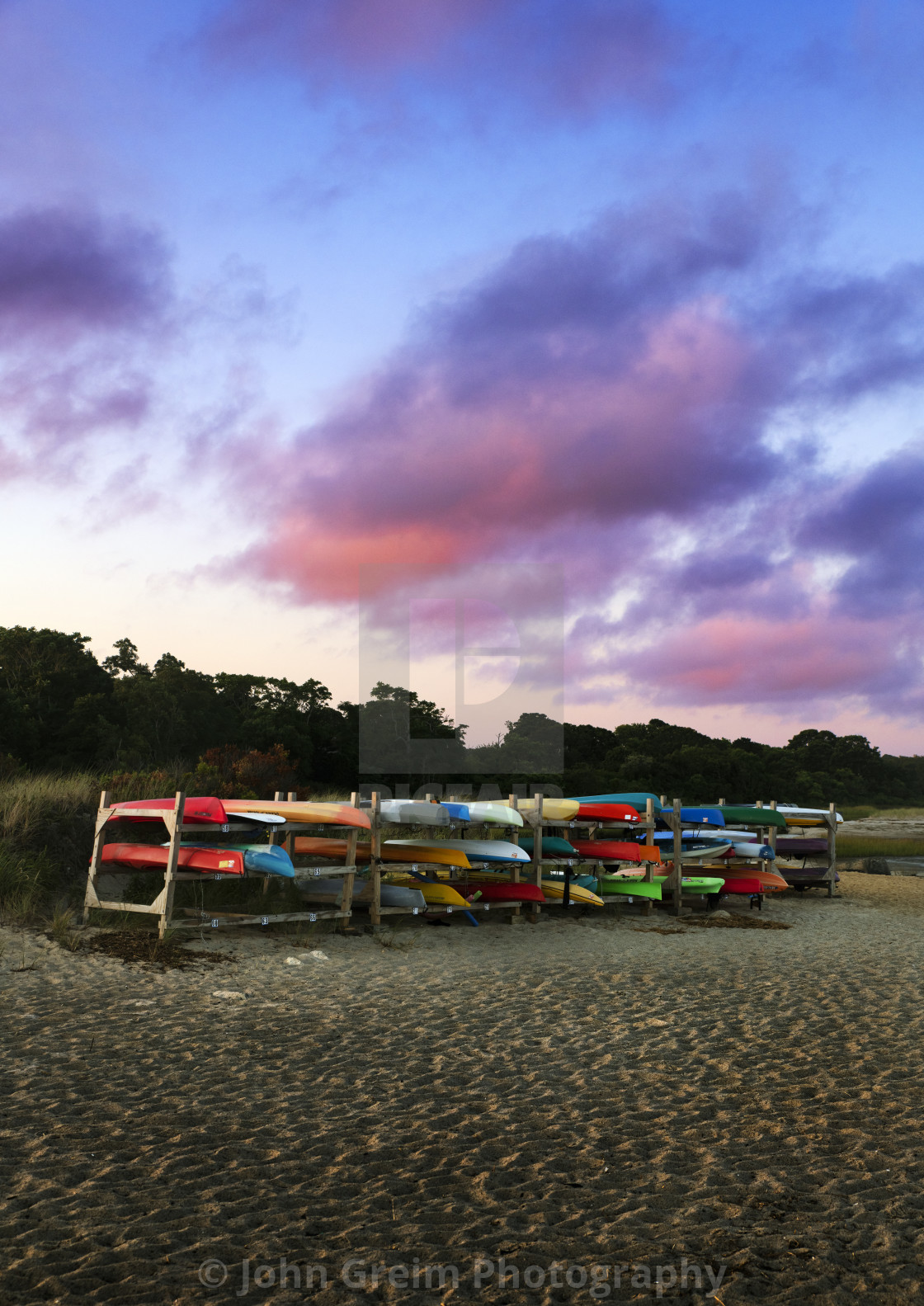 "Kayak rack at Paine's Creek Beach" stock image