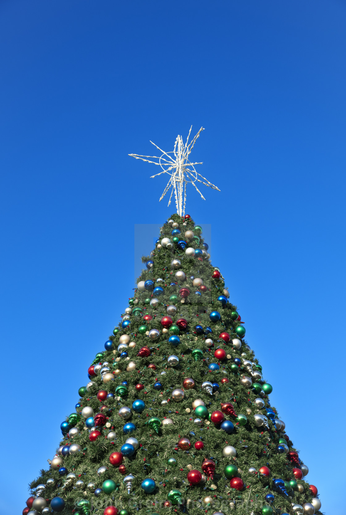 "Decorated Christmas tree detail." stock image