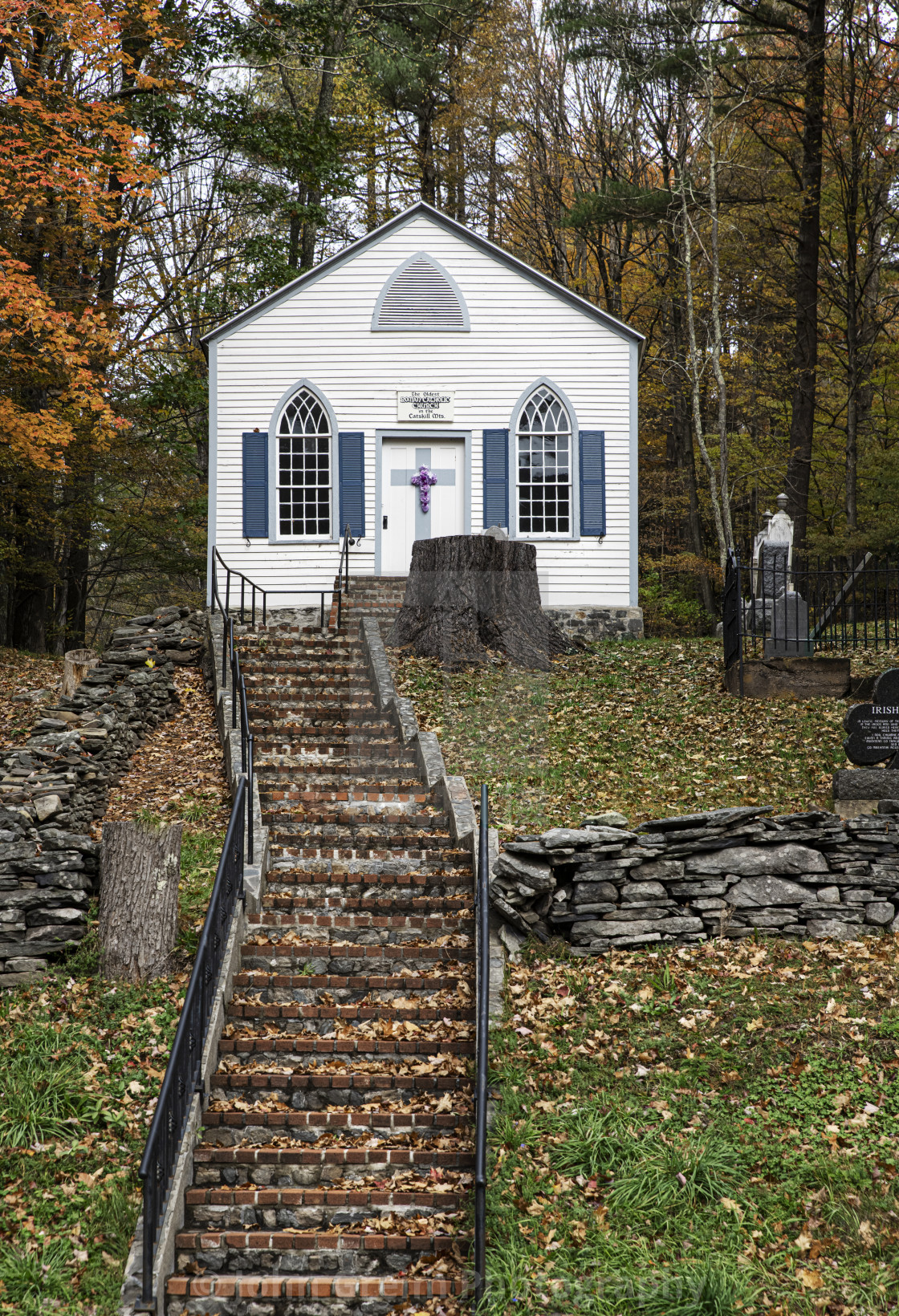 "St Joseph's Chapel, circa 1800. The oldest Catholic Church in the Catskill Mountains." stock image