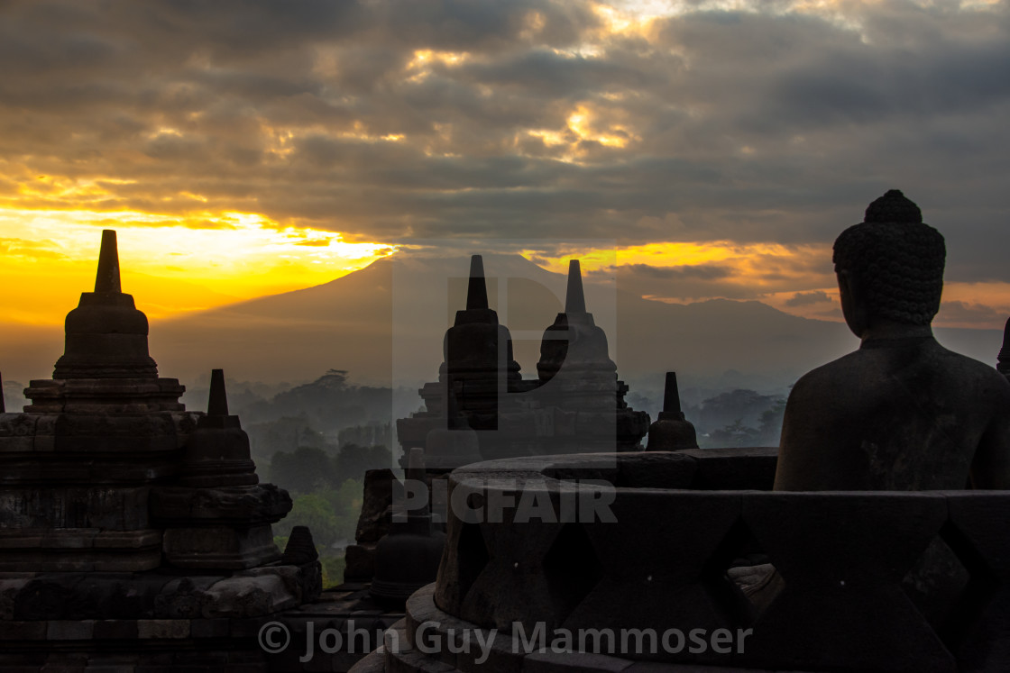 "SUNRISE IN BOROBUDUR, INDONESIA" stock image