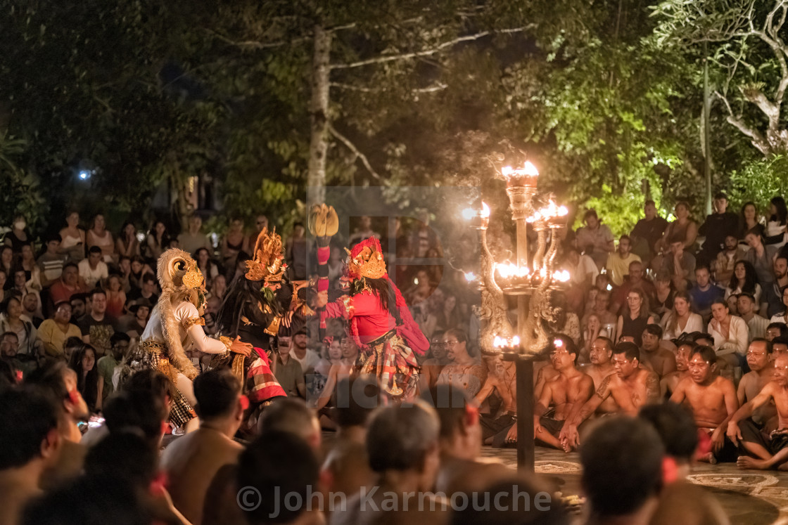 "Performance of the Balinese Kecak dance, Ubud, Bali." stock image