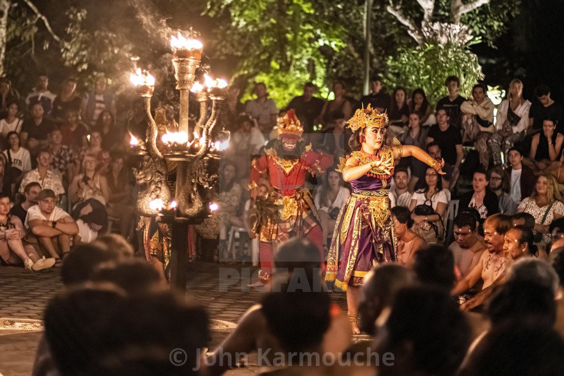 "Performance of the Balinese Kecak dance, Ubud, Bali." stock image