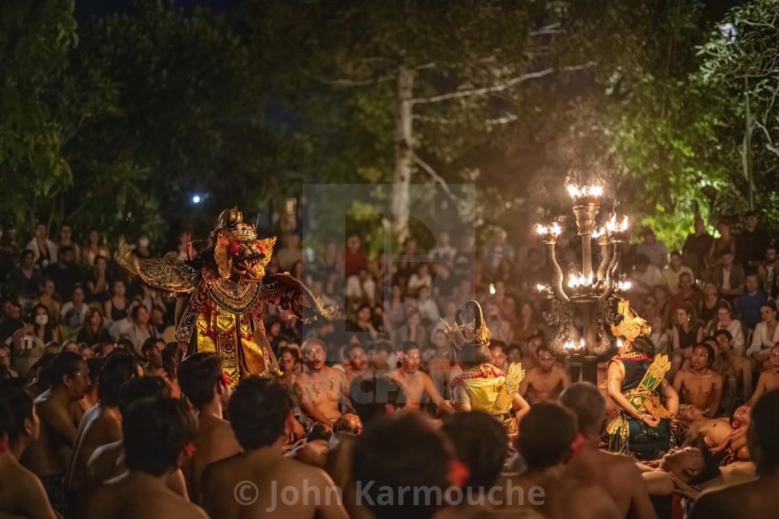 "Performance of the Balinese Kecak dance, Ubud, Bali." stock image