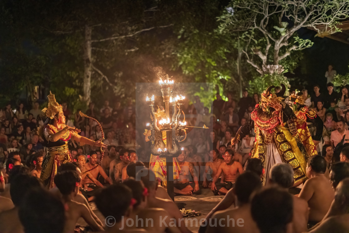 "Performance of the Balinese Kecak dance, Ubud, Bali." stock image