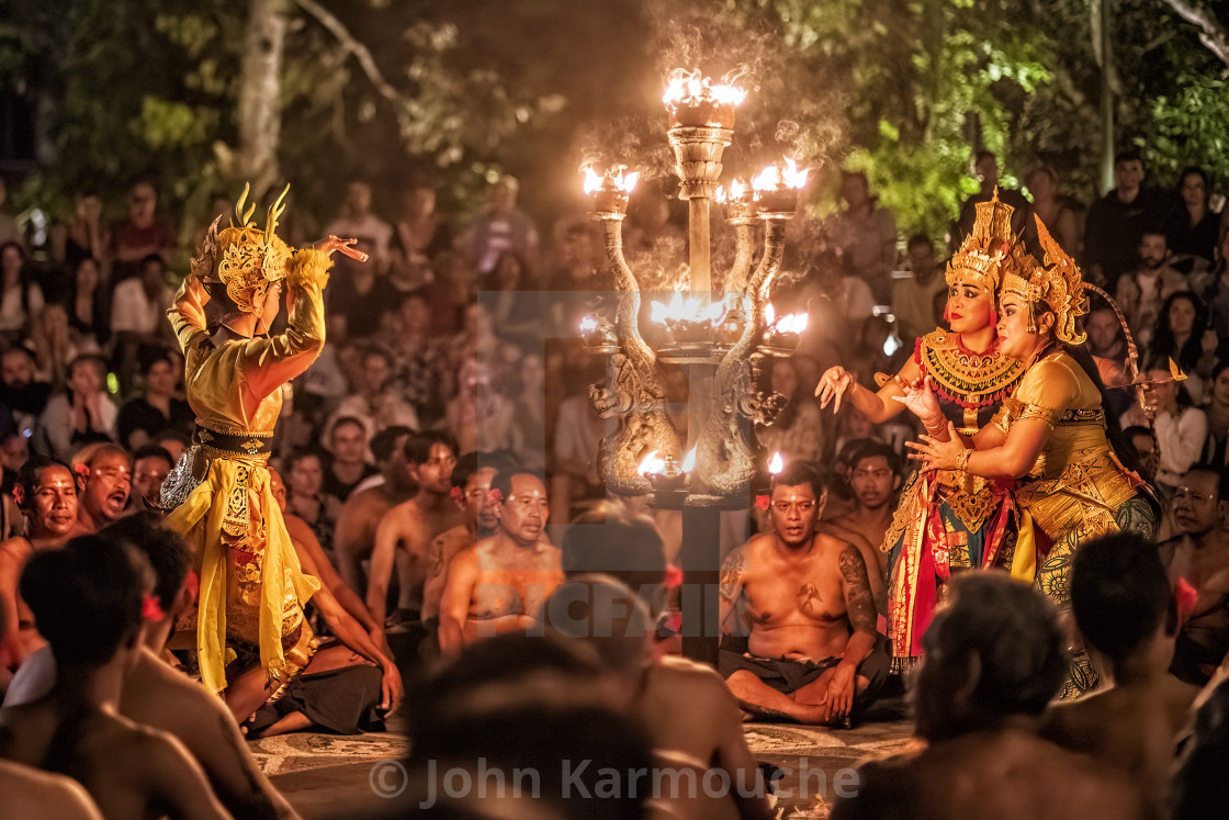 "Performance of the Balinese Kecak dance, Ubud, Bali." stock image