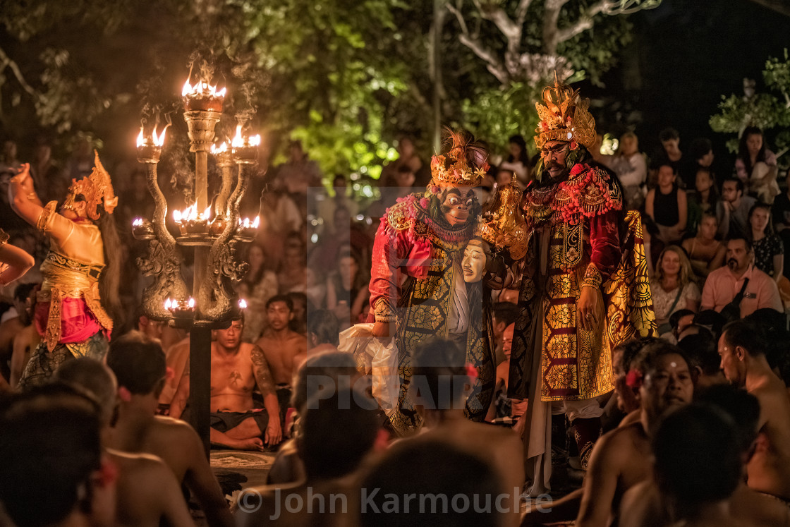 "Performance of the Balinese Kecak dance, Ubud, Bali." stock image