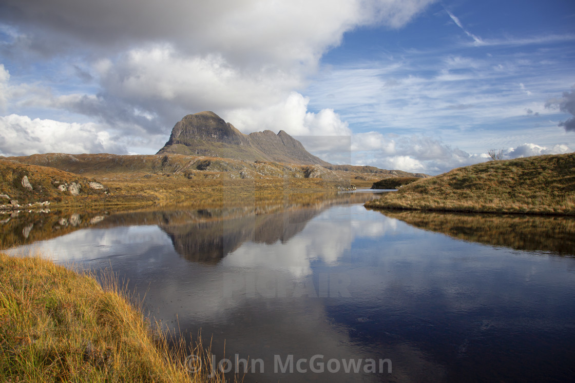 "Suilven, viewed from River Kirkaig, Scottish Highlands" stock image