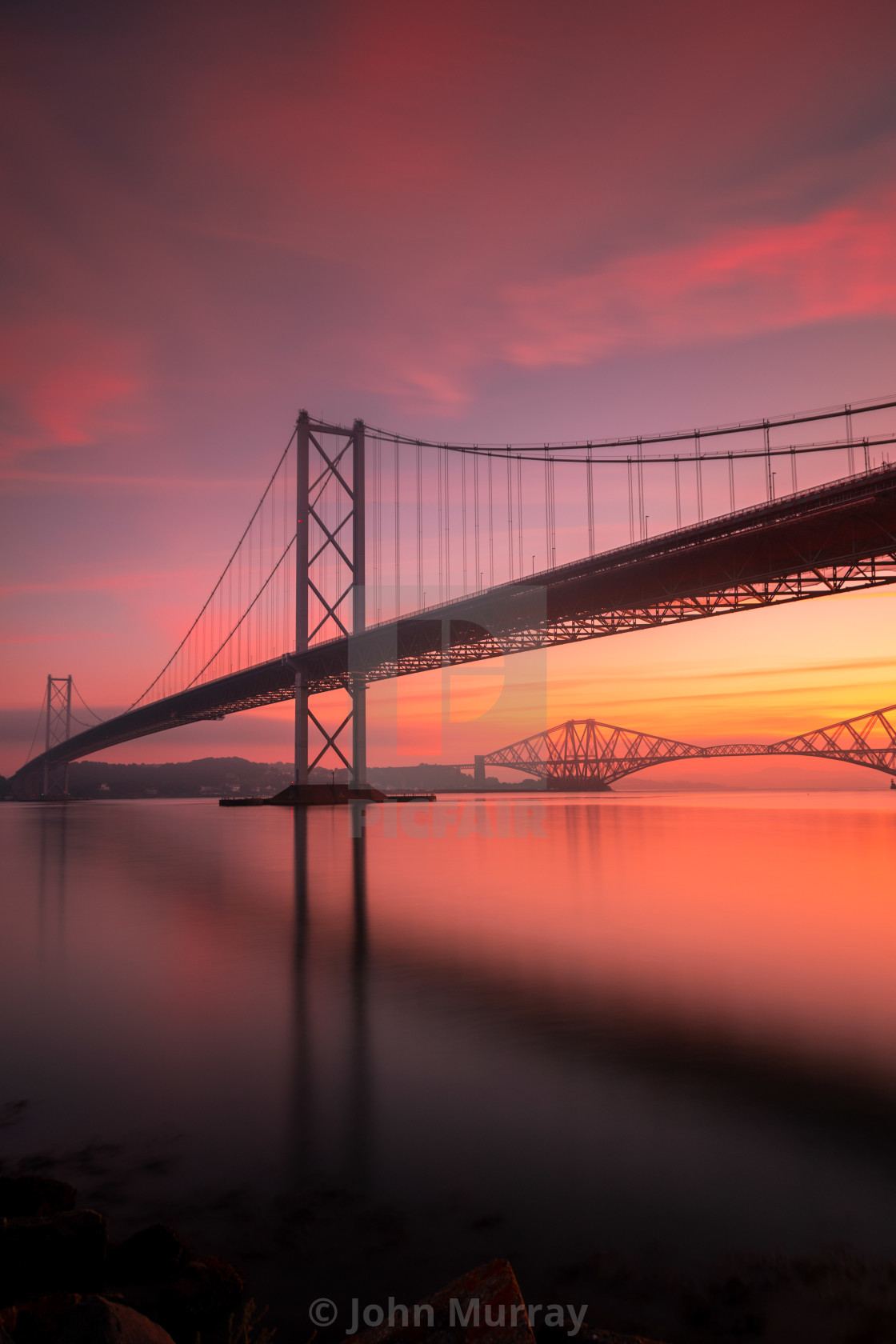 "Sunrise at the Bridges" stock image