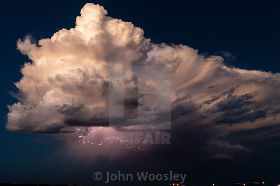 "Lightning and blue hour" stock image