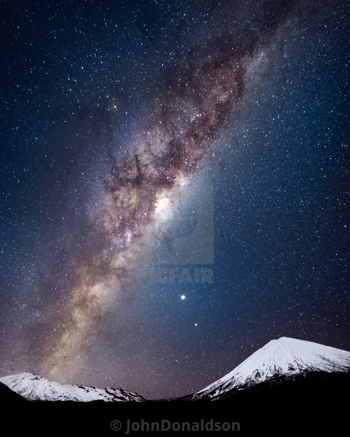 "The Milky Way over Tongariro and Ngauruhoe" stock image