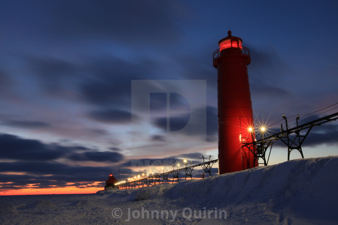 "Grand Haven pier during winter" stock image