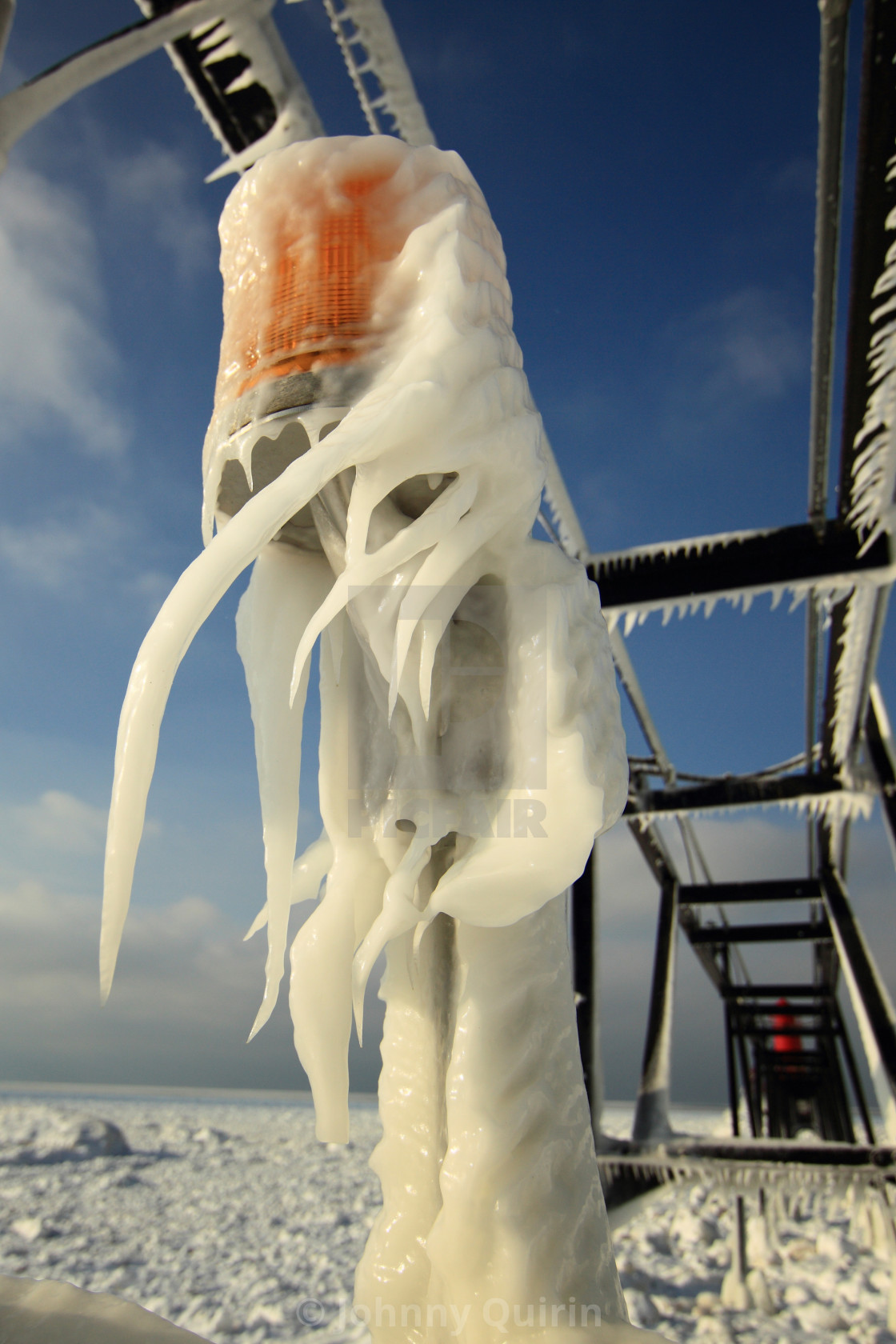 "Icicles on a light" stock image