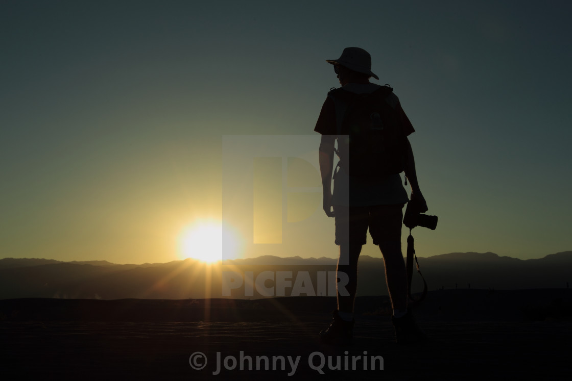 "Photographer in the desert" stock image