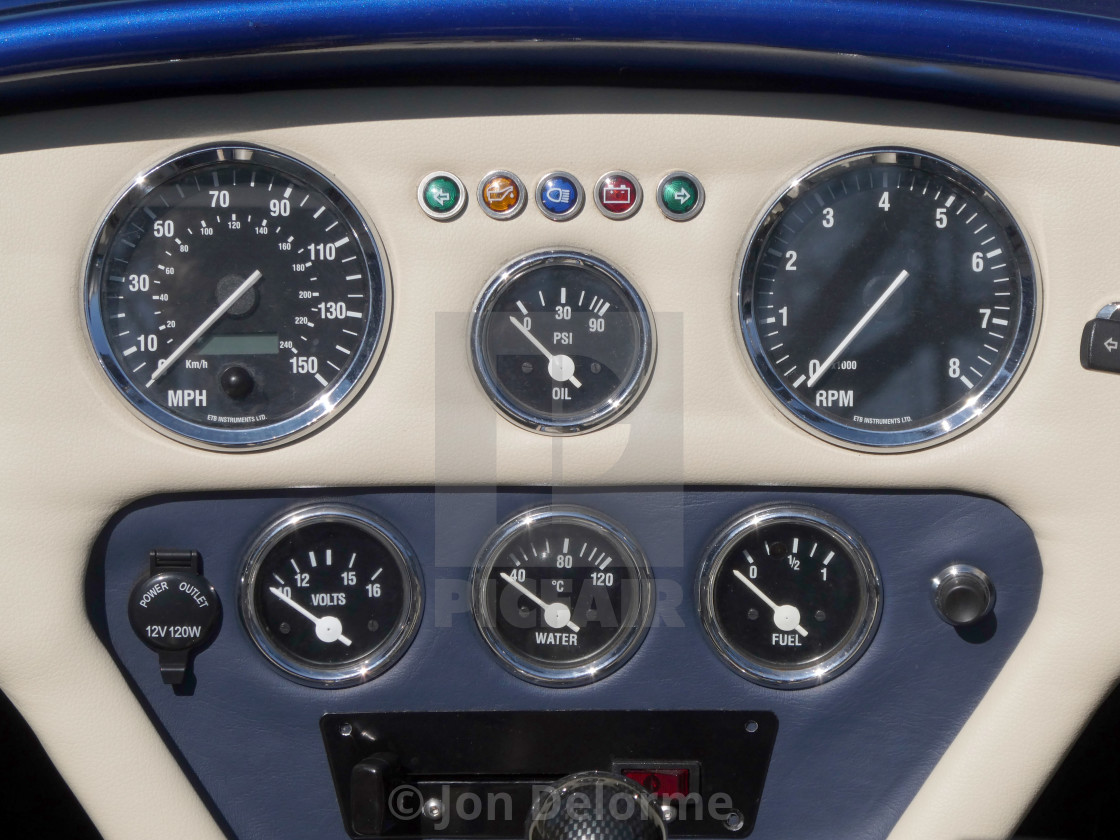 "AC Cobra dashboard / instruments" stock image