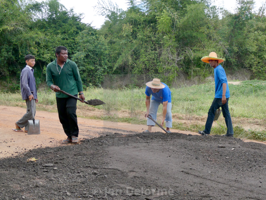 "A Road Construction Crew, Thailand." stock image